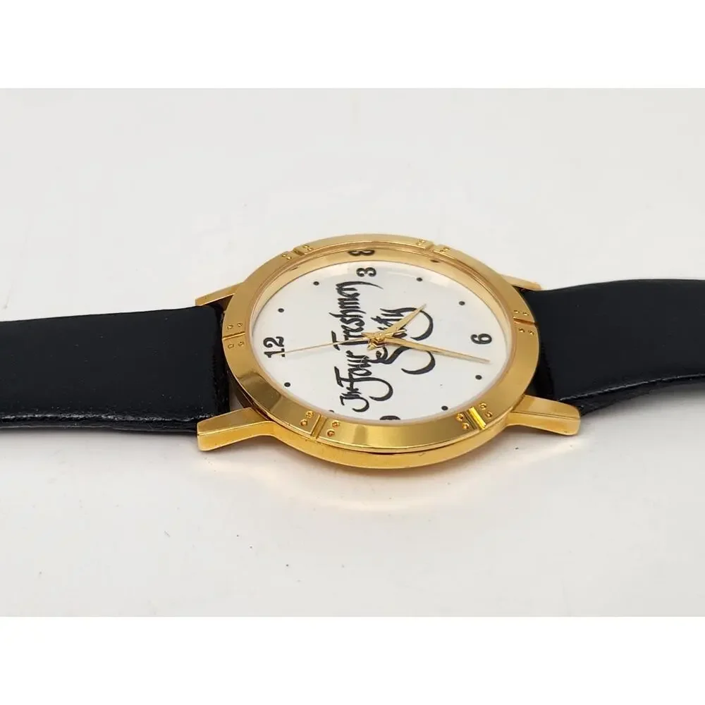Image Watches Inc California Quartz White Dial Gold Case Black Leather Strap